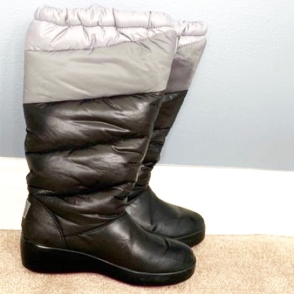 R2 Quilted Insulated Snow Boots Black Grey Size 9